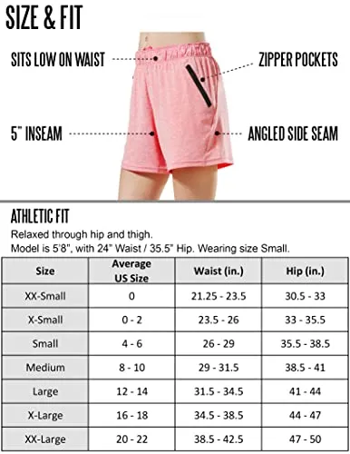 5 Pack: Womens Workout Gym Shorts Casual Lounge Set, Ladies Active Athletic Apparel with Zipper Pockets (Set 1, X-Small)