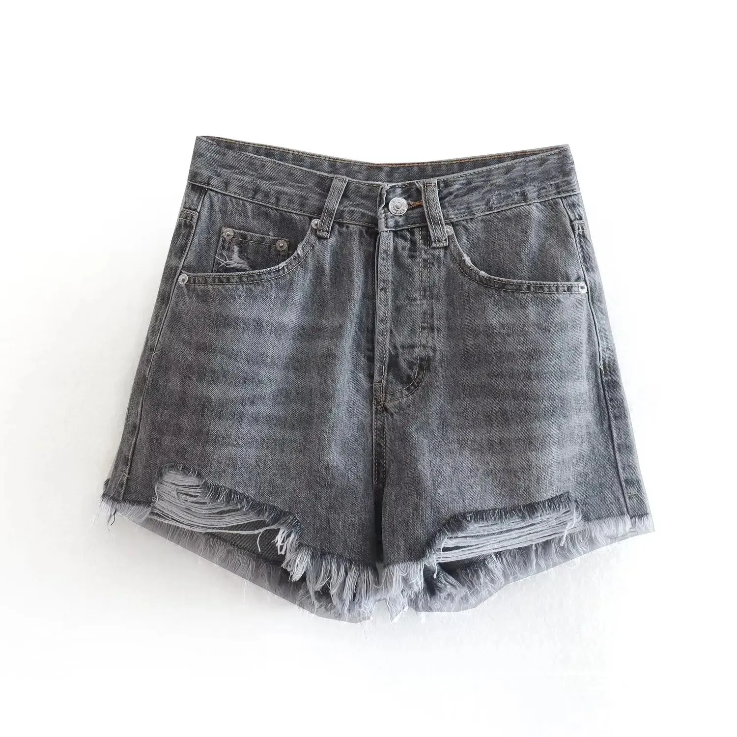 Aiertu Summer Pure Cotton Girls High Street Shorts Women Frayed Distressed Denim Mom Fashion Casual Bermuda