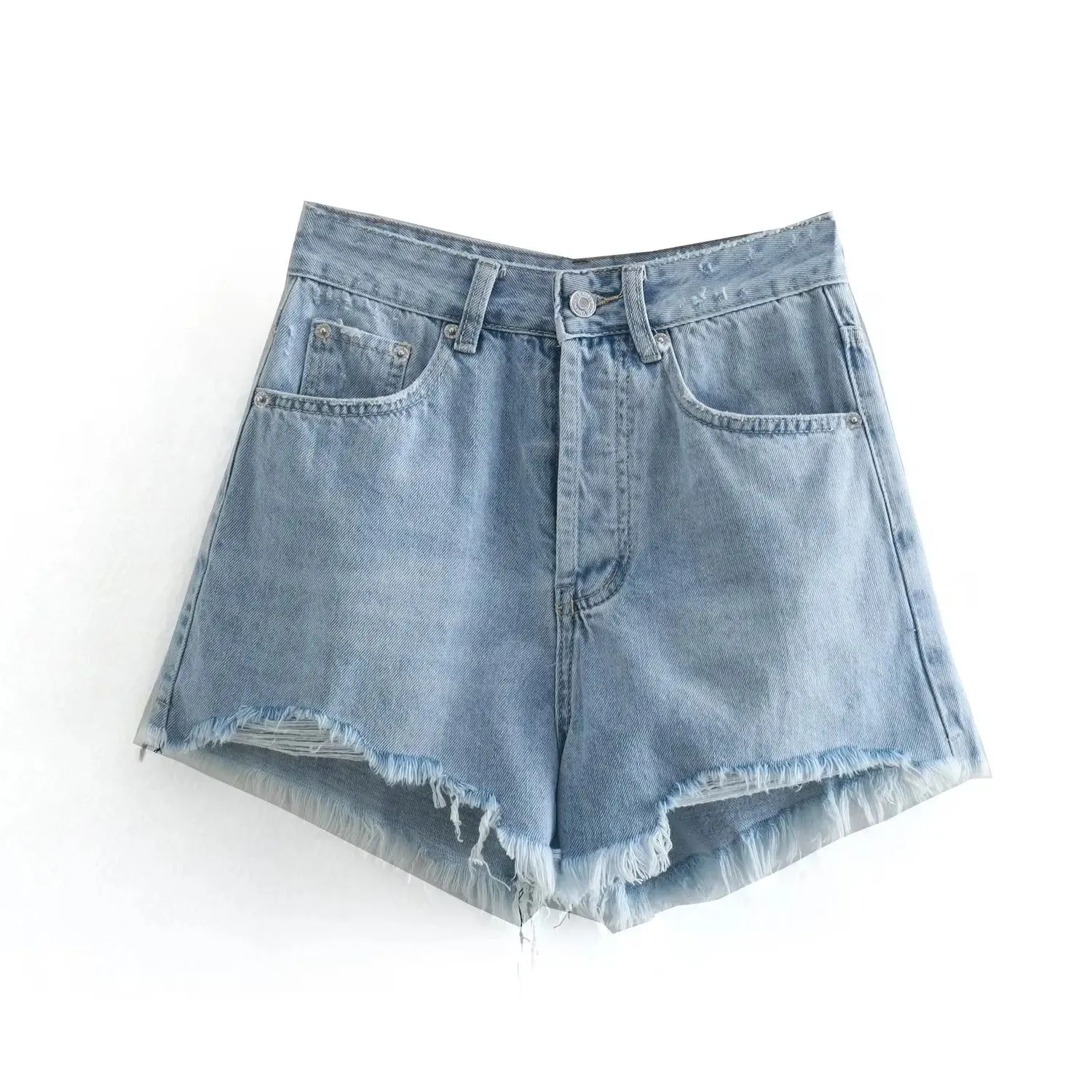 Aiertu Summer Pure Cotton Girls High Street Shorts Women Frayed Distressed Denim Mom Fashion Casual Bermuda