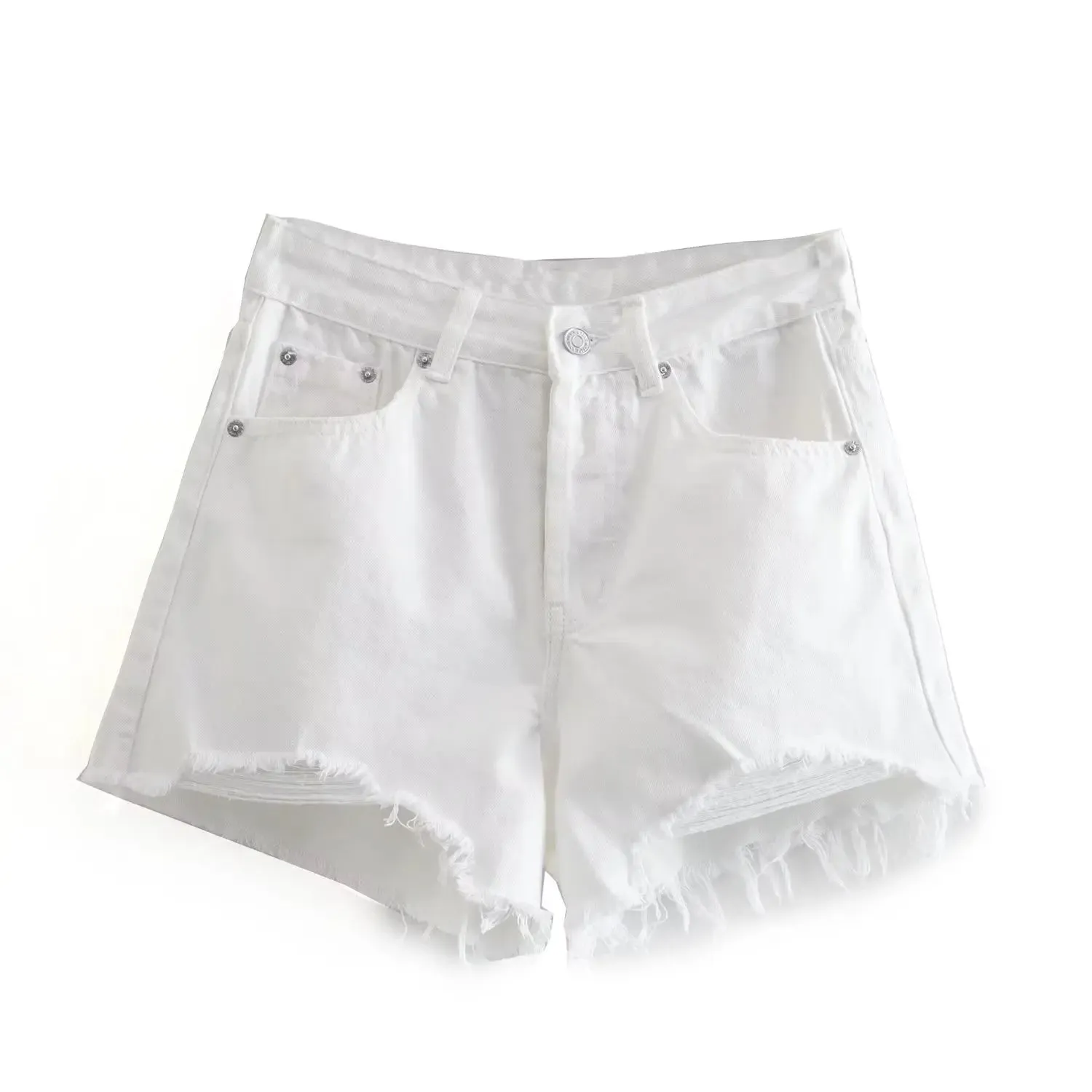 Aiertu Summer Pure Cotton Girls High Street Shorts Women Frayed Distressed Denim Mom Fashion Casual Bermuda