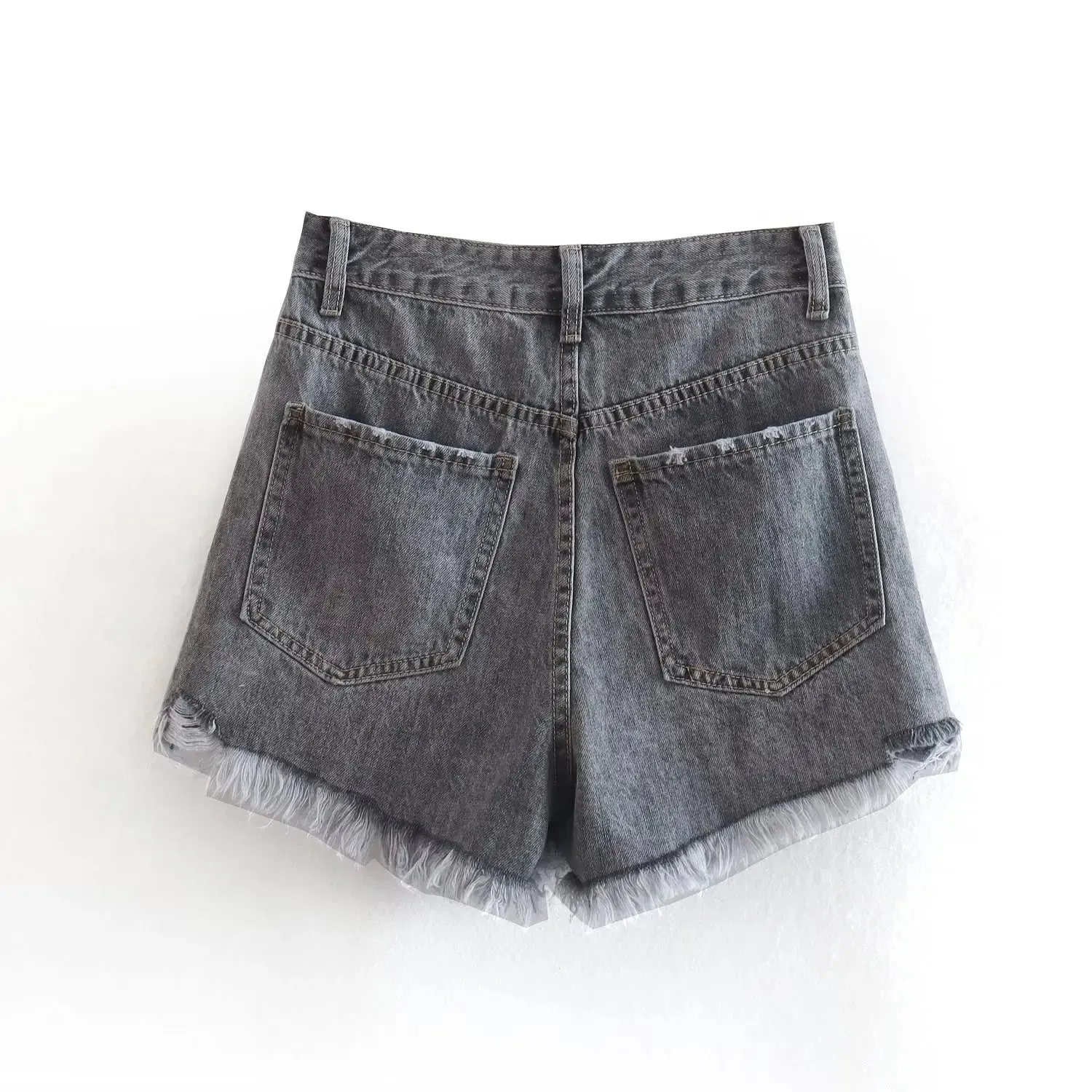 Aiertu Summer Pure Cotton Girls High Street Shorts Women Frayed Distressed Denim Mom Fashion Casual Bermuda