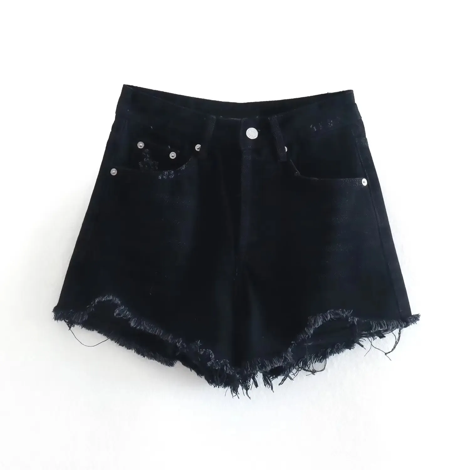 Aiertu Summer Pure Cotton Girls High Street Shorts Women Frayed Distressed Denim Mom Fashion Casual Bermuda