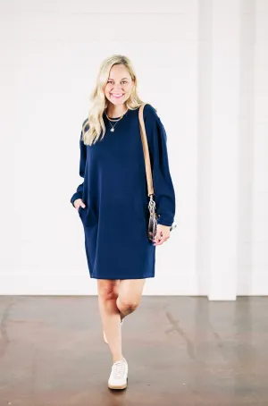 AirEssentials Timeless Navy Crew Neck Dress