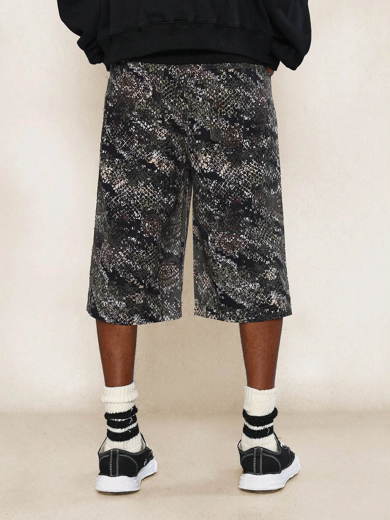 Animal Print Denim Jort