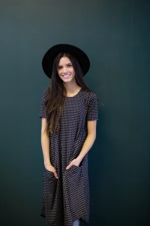 April Dress Black & Tan Dot