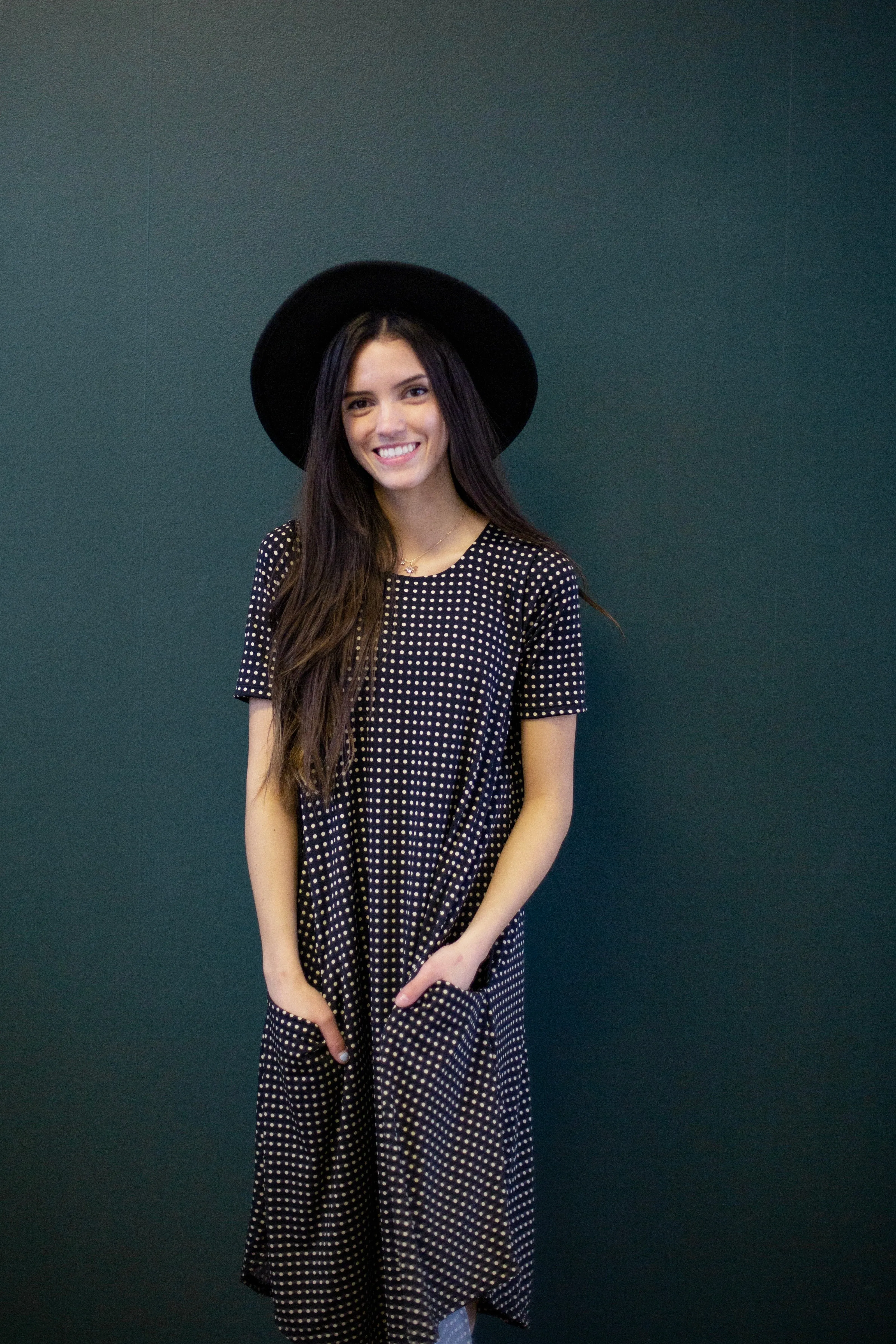 April Dress Black & Tan Dot