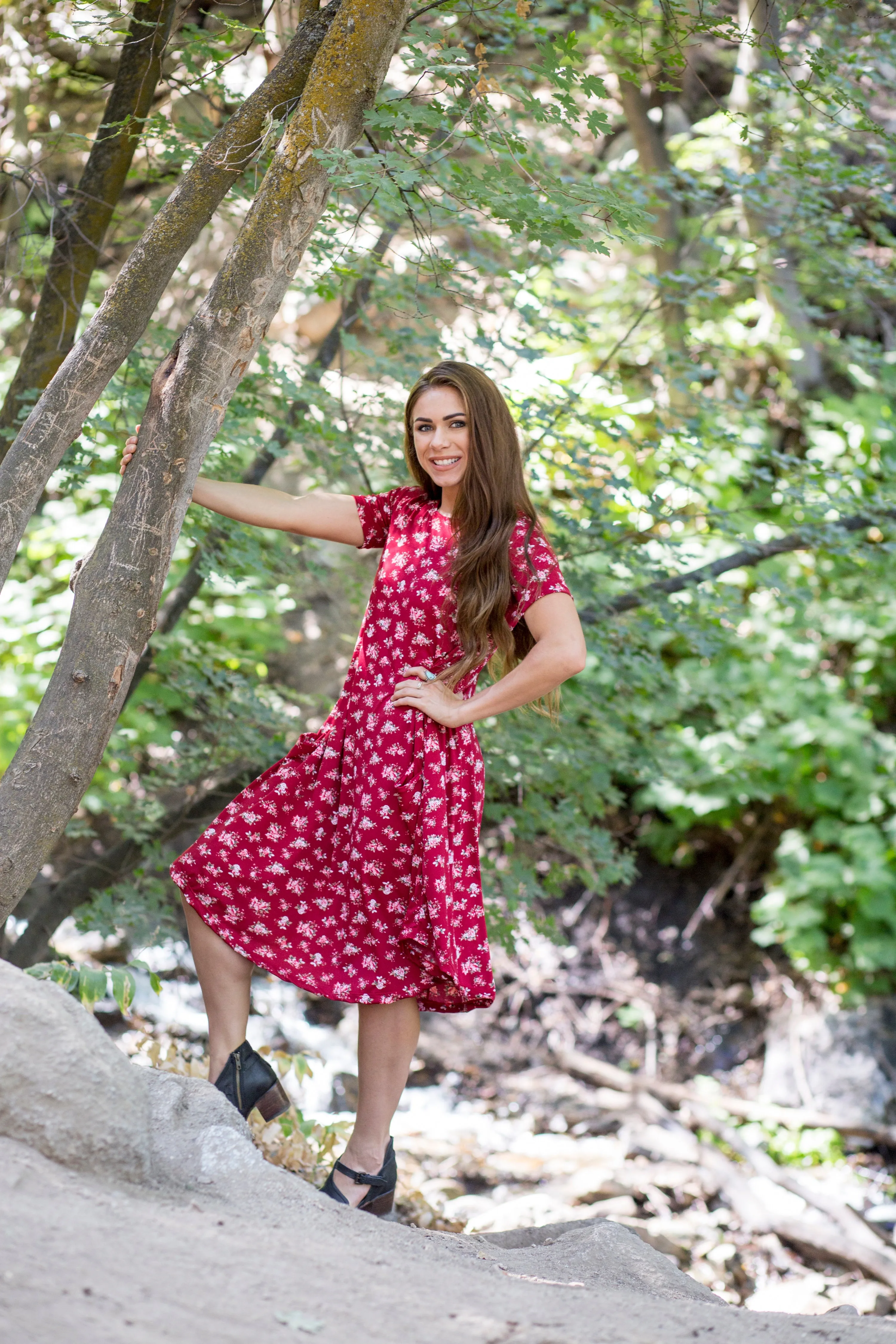 April Dress Red Floral