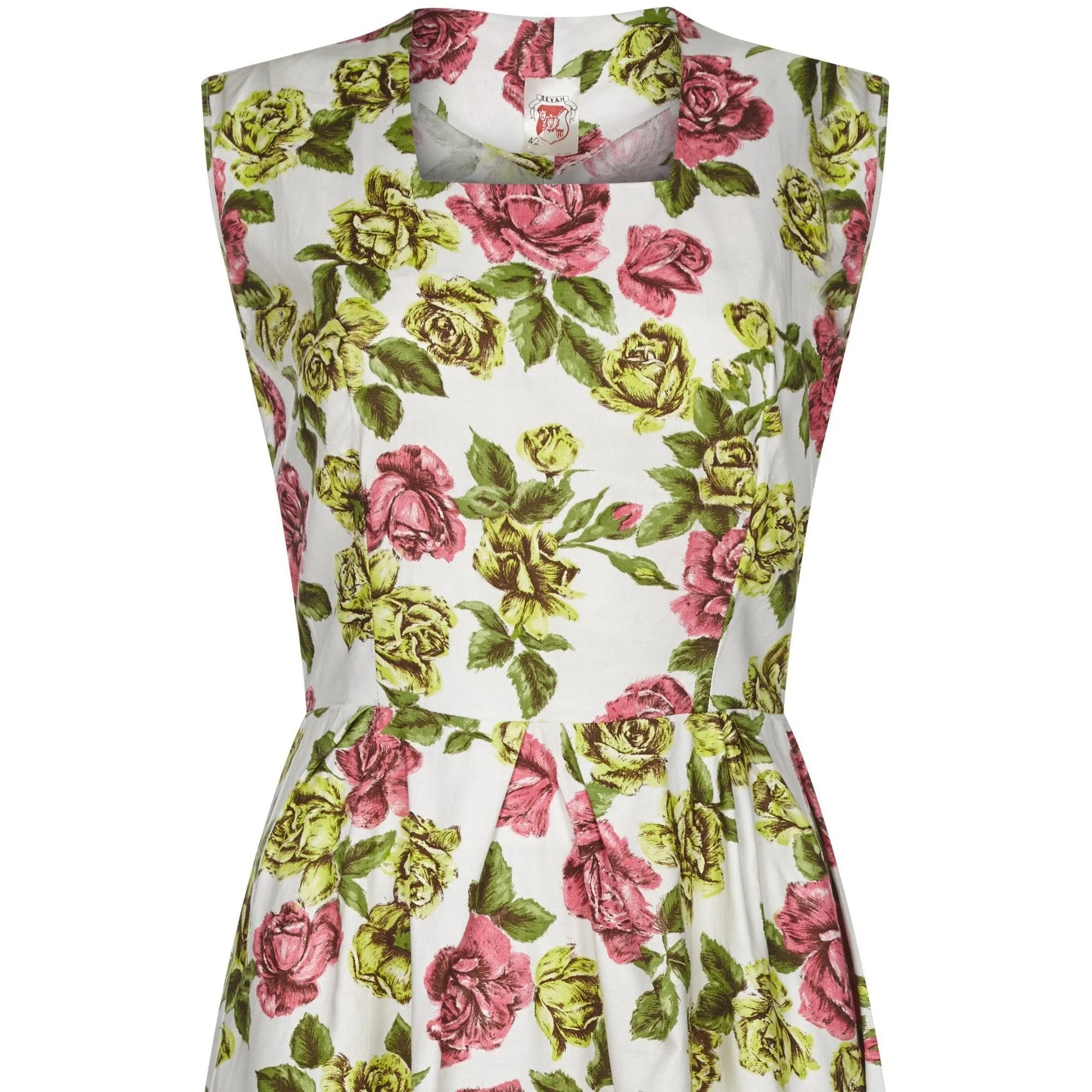 ARCHIVE - Gevah 1950s Cotton Floral Rose Print Dress