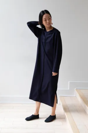 Aton | Crewneck Dress in Navy Wool