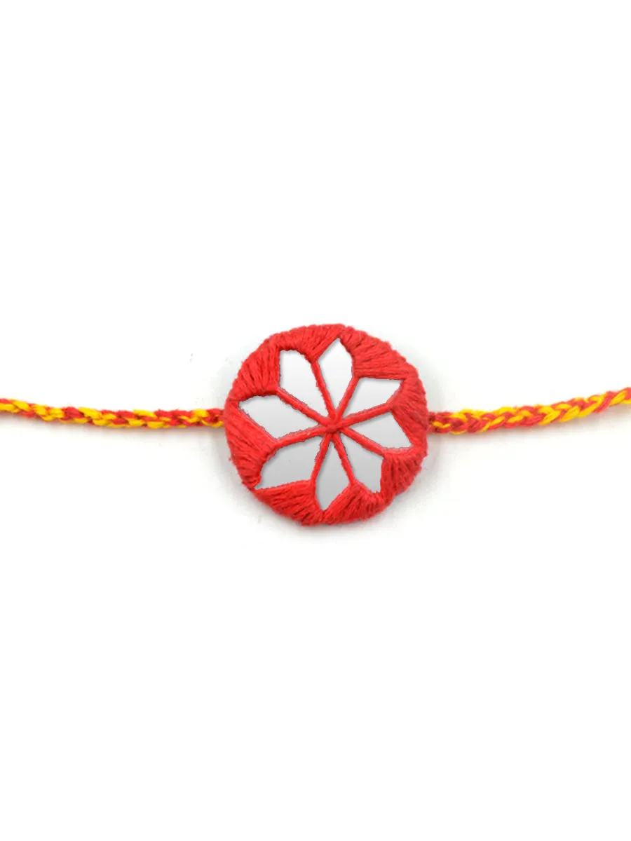 Bandhan Hand-Embroidered Rakhi (Red)