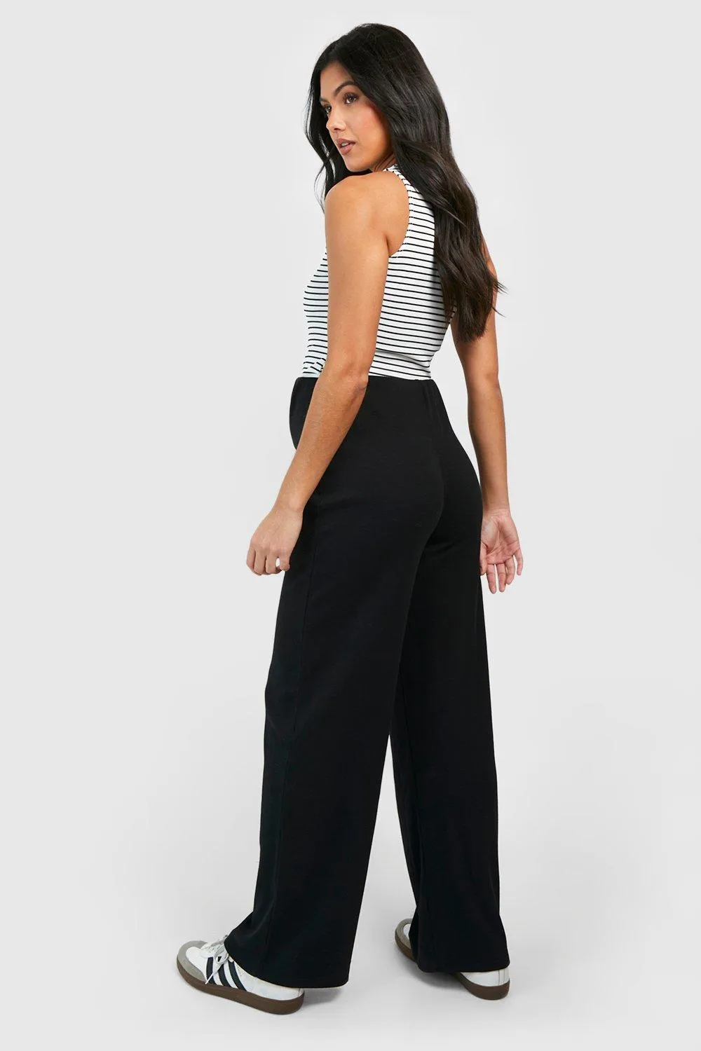 BH Maternity Rib Wide Leg Trousers-2344-Black