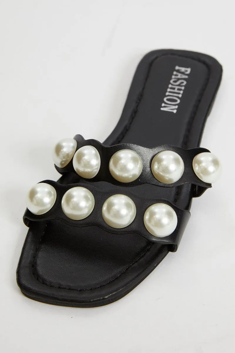 Black Plus Pearl Detail Flat Sliders