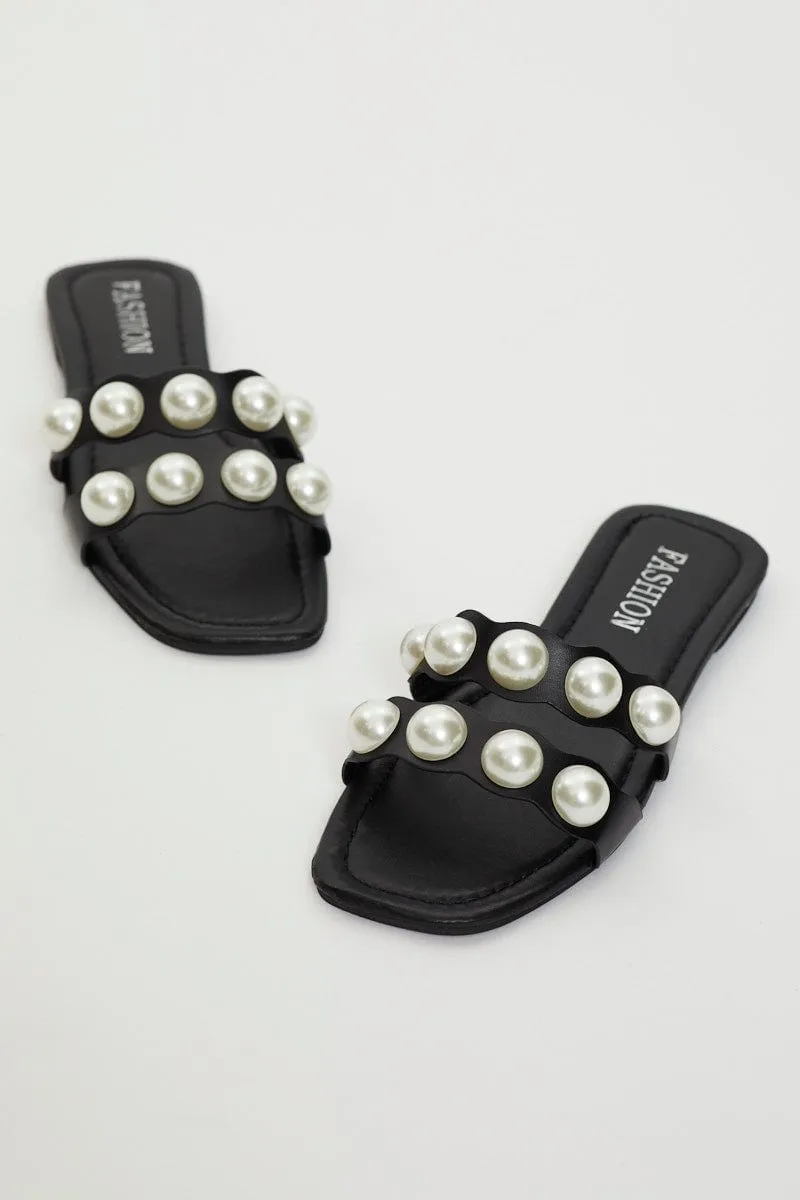 Black Plus Pearl Detail Flat Sliders