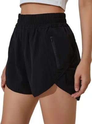 BMJL Women's Running Shorts | Elastic High Waisted Shorts | Pocket Sporty Workout Shorts | Quick Dry Athletic Shorts Pants