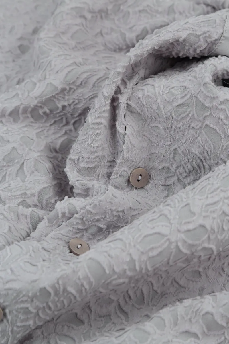 Boxy Floral Lilac Grey Silk Jacket