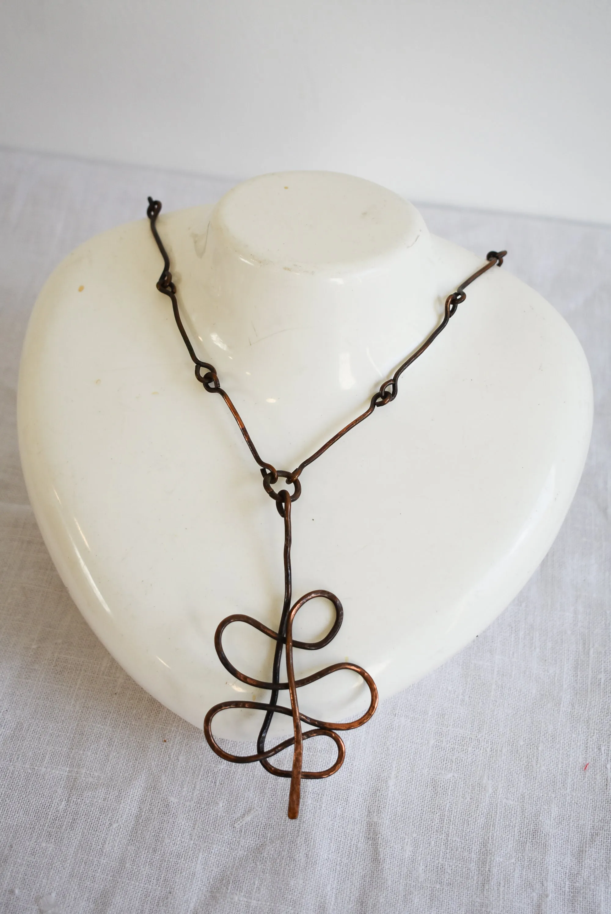 Bronze wire statement necklace