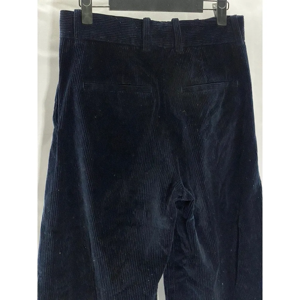 COS Women's Dark Navy Wide-Leg Corduroy Cropped Trousers SZ 2