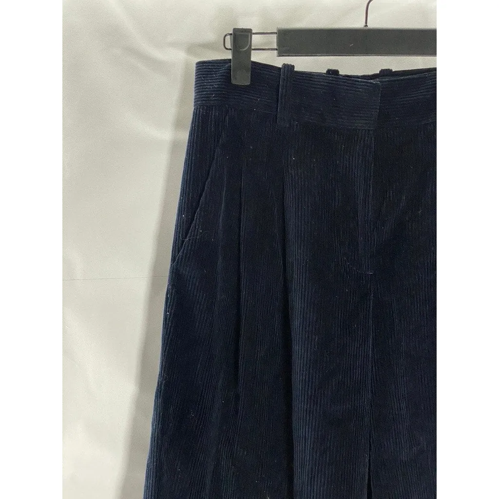 COS Women's Dark Navy Wide-Leg Corduroy Cropped Trousers SZ 2