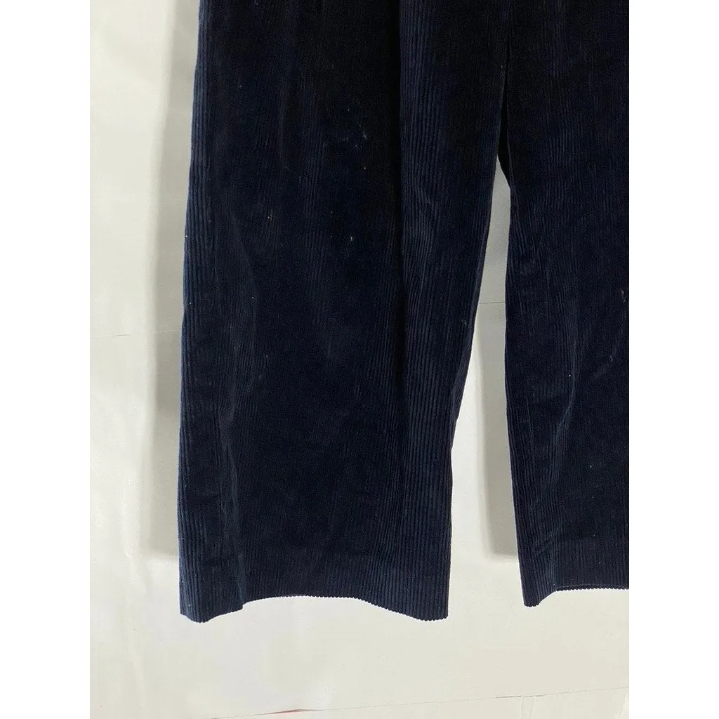 COS Women's Dark Navy Wide-Leg Corduroy Cropped Trousers SZ 2