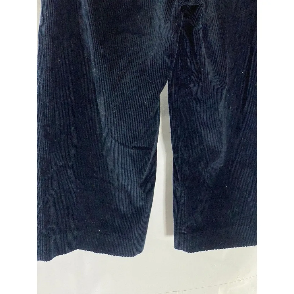 COS Women's Dark Navy Wide-Leg Corduroy Cropped Trousers SZ 2