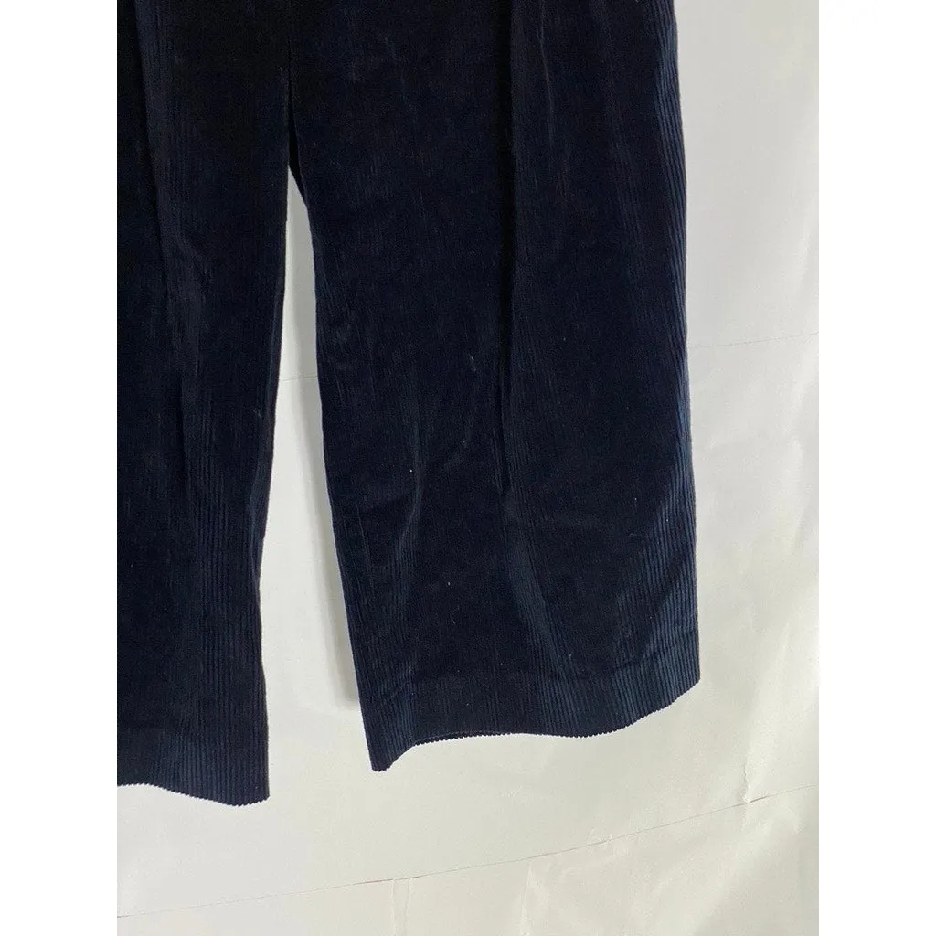 COS Women's Dark Navy Wide-Leg Corduroy Cropped Trousers SZ 2