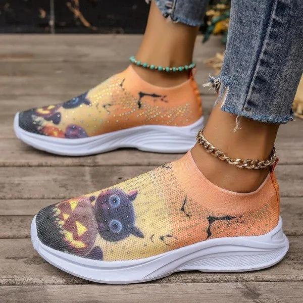 deanwangkt - Light Yellow Casual Sportswear Daily Patchwork Printing Rhinestone Round Comfortable Out Door Shoes