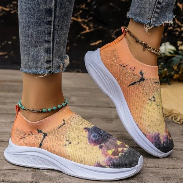 deanwangkt - Light Yellow Casual Sportswear Daily Patchwork Printing Rhinestone Round Comfortable Out Door Shoes