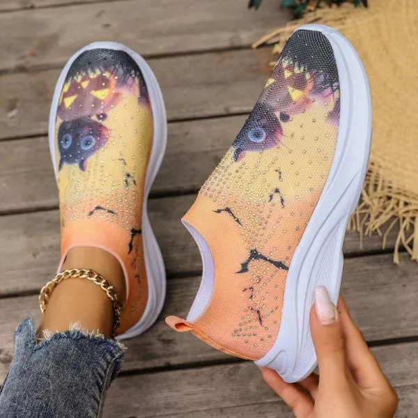 deanwangkt - Light Yellow Casual Sportswear Daily Patchwork Printing Rhinestone Round Comfortable Out Door Shoes