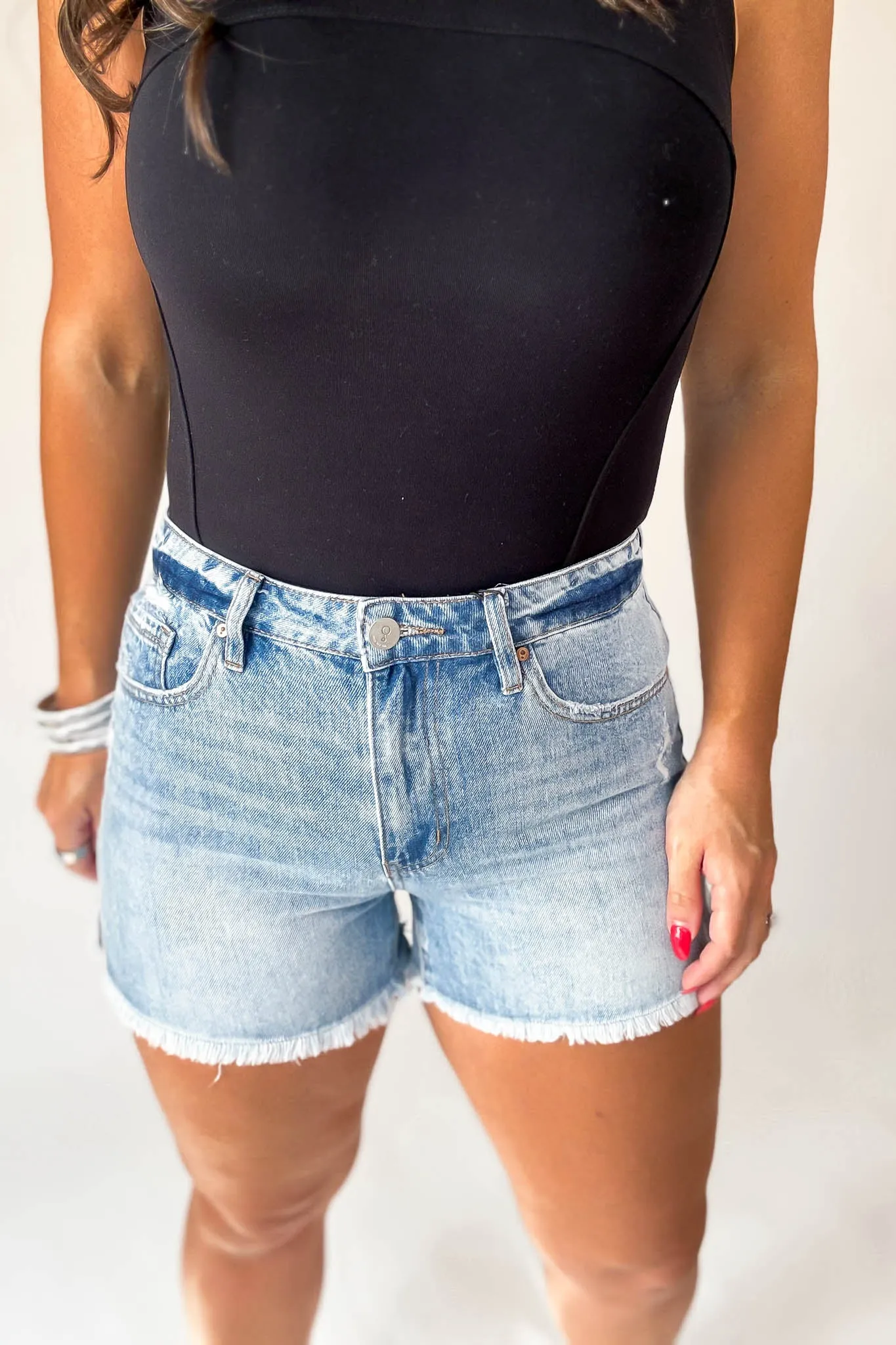 Denim Lab High Rise Side Slit Denim Shorts