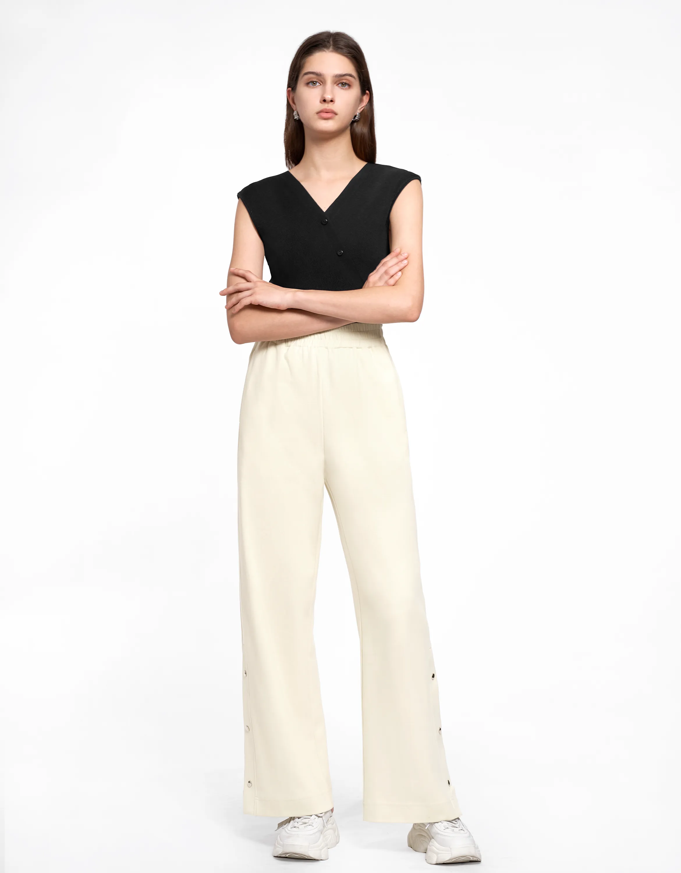 High-rise Wide-leg Knit Trousers