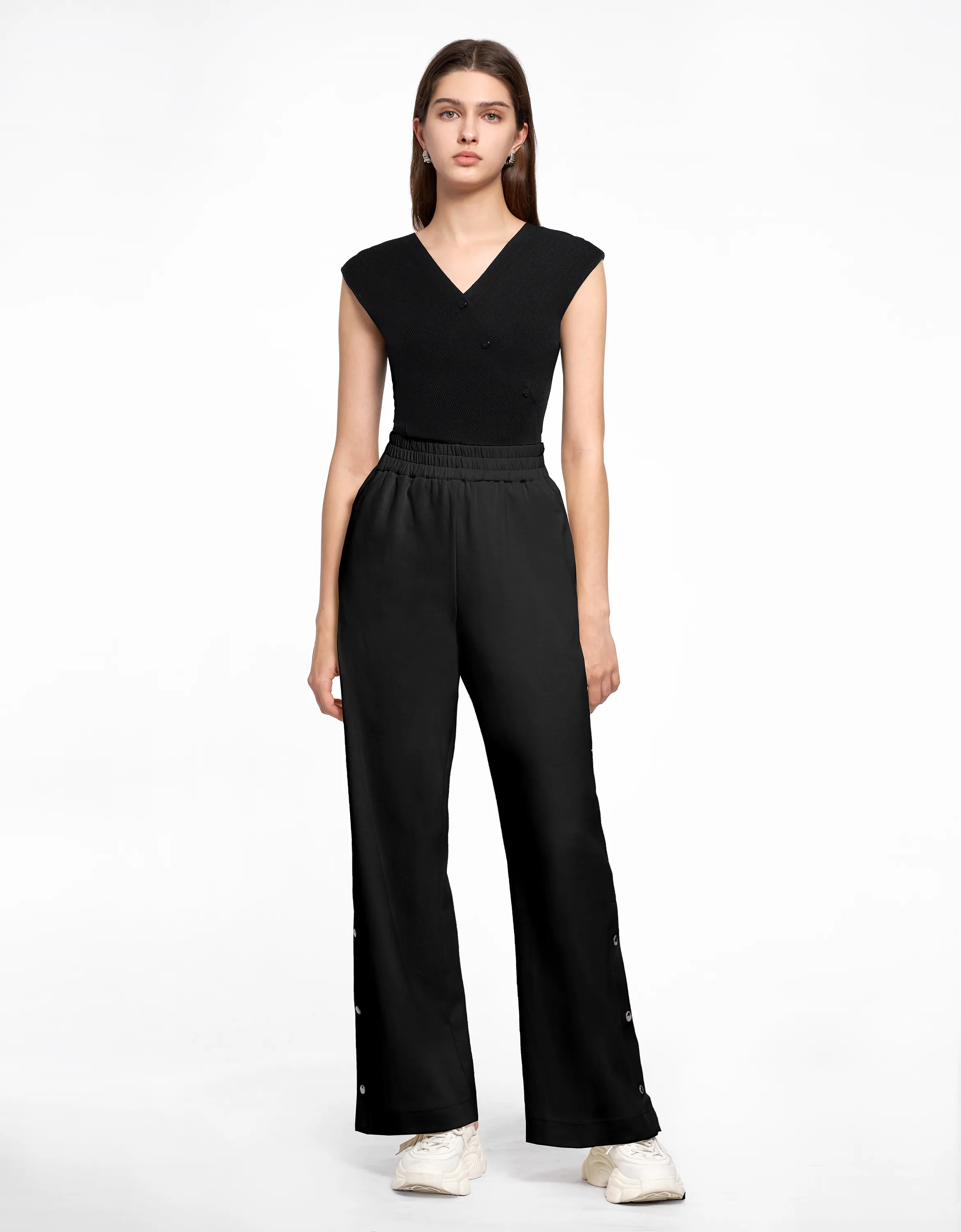 High-rise Wide-leg Knit Trousers