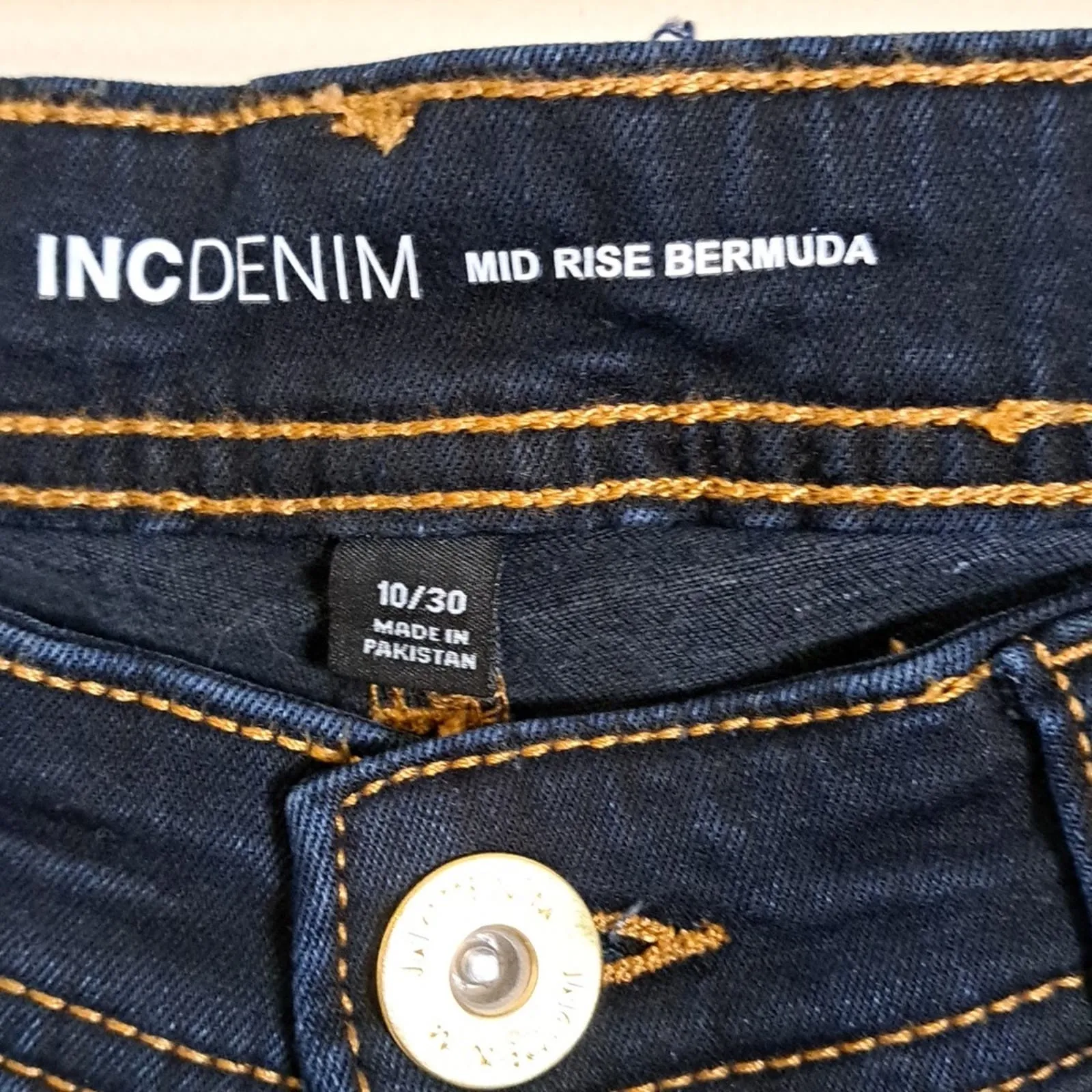 INC Tikglo Cuffed Denim Bermuda Shorts