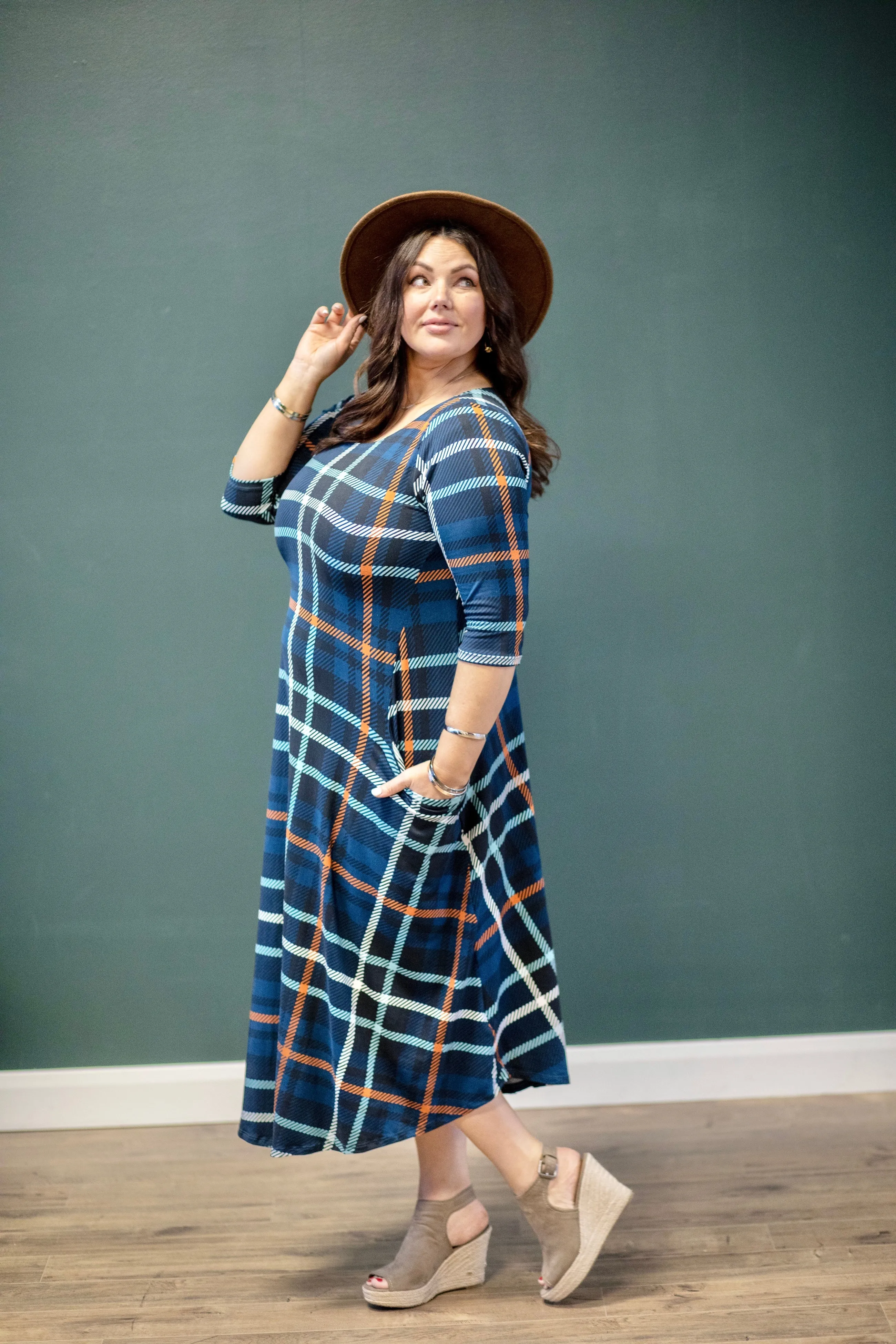 Jessi Dress Navy Plaid