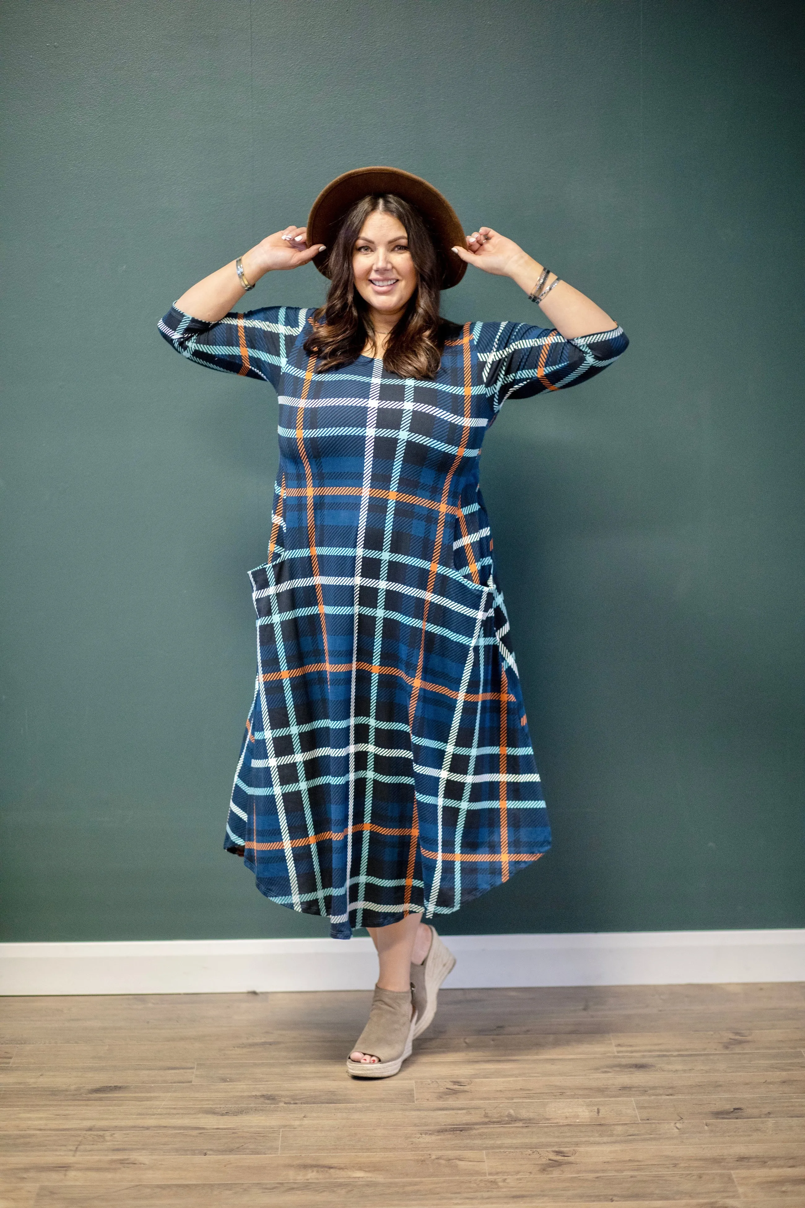 Jessi Dress Navy Plaid