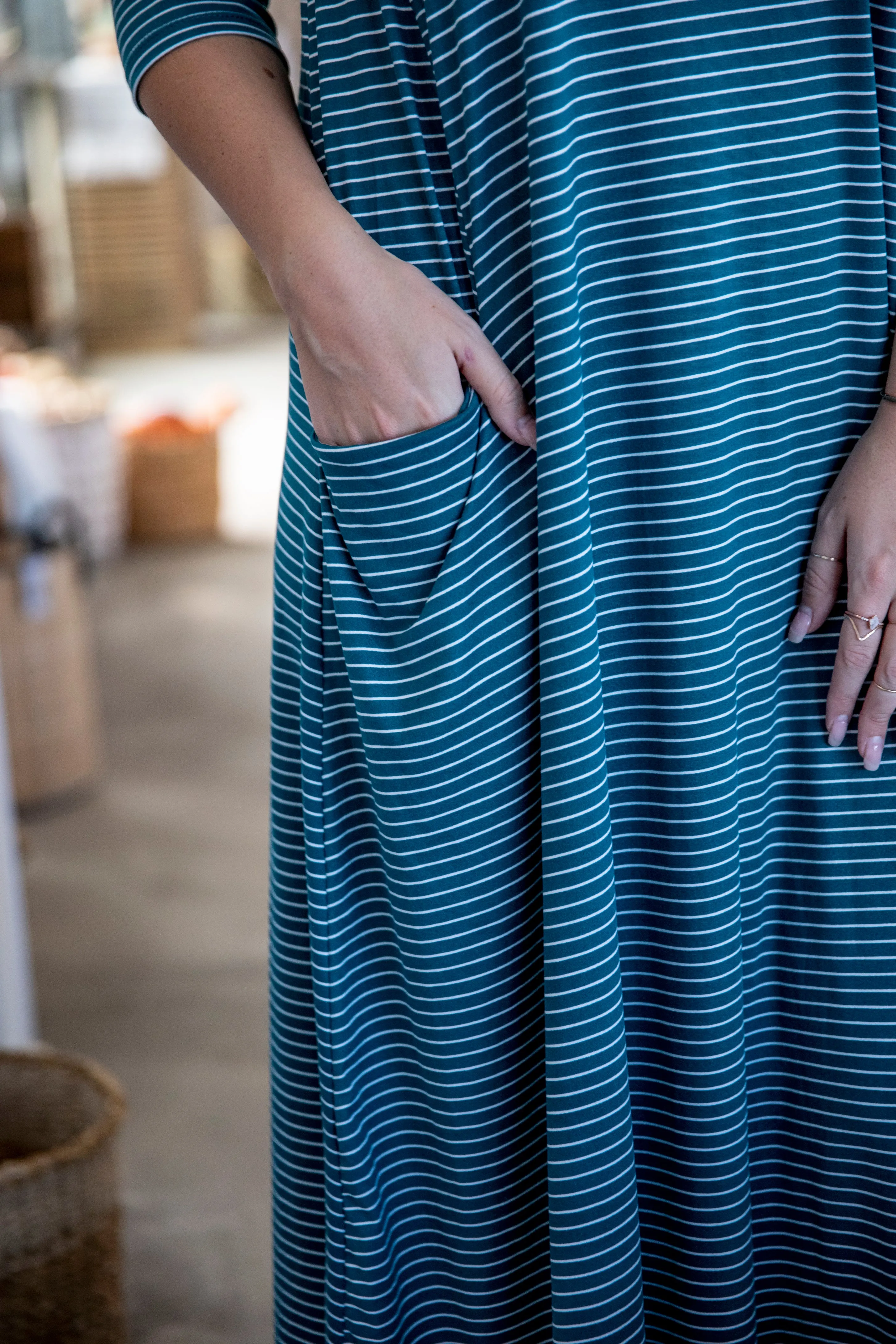 Jessi Dress Teal Stripe