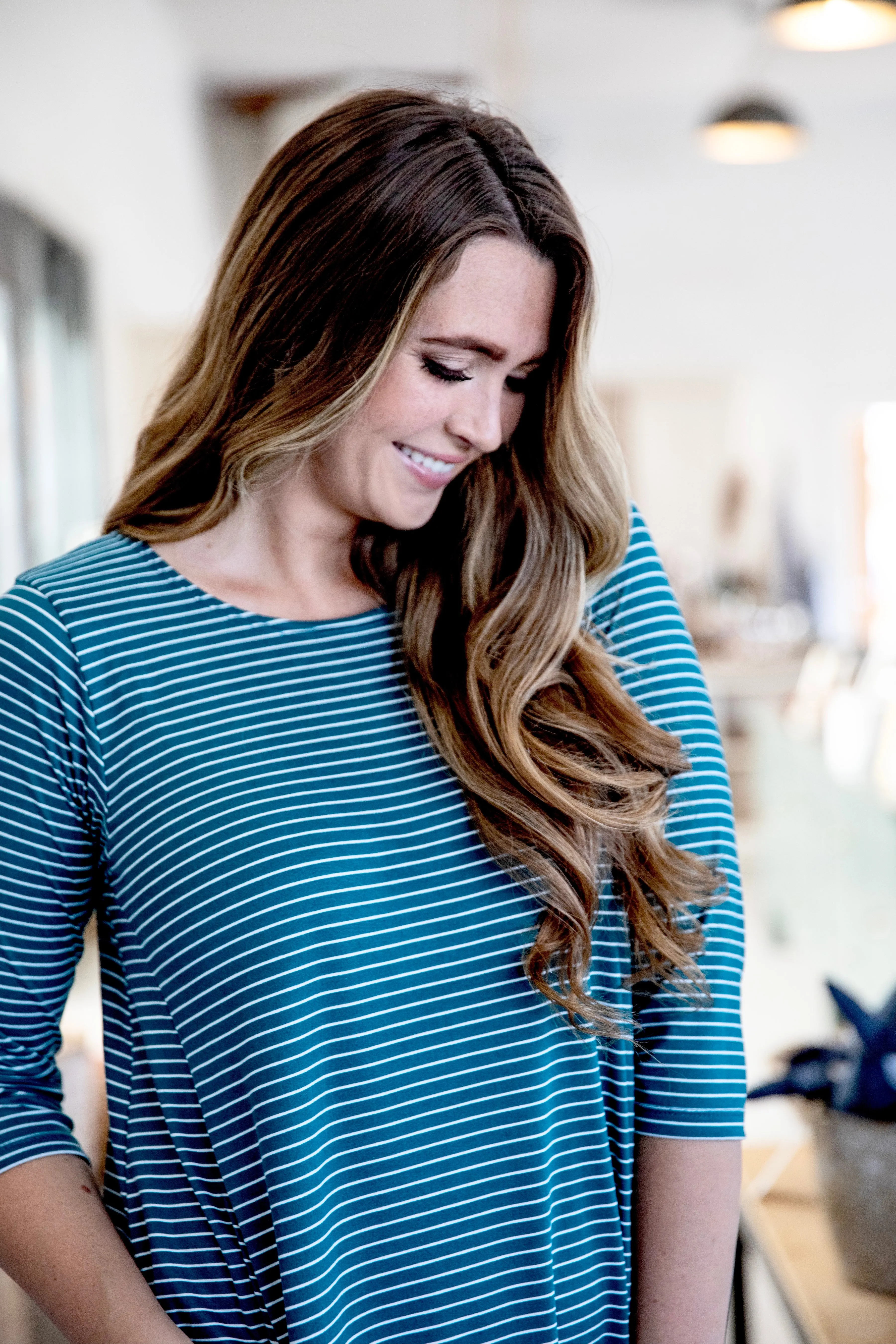 Jessi Dress Teal Stripe