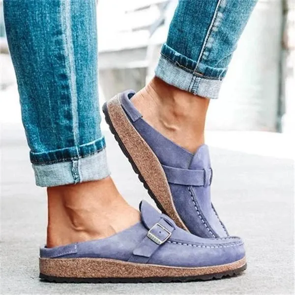 Kimemoda Womens Casual Comfy Leather Mules Slip On Sandals