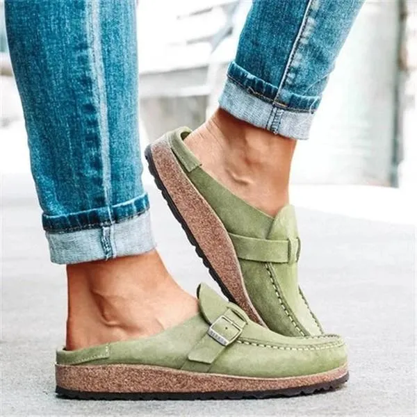 Kimemoda Womens Casual Comfy Leather Mules Slip On Sandals