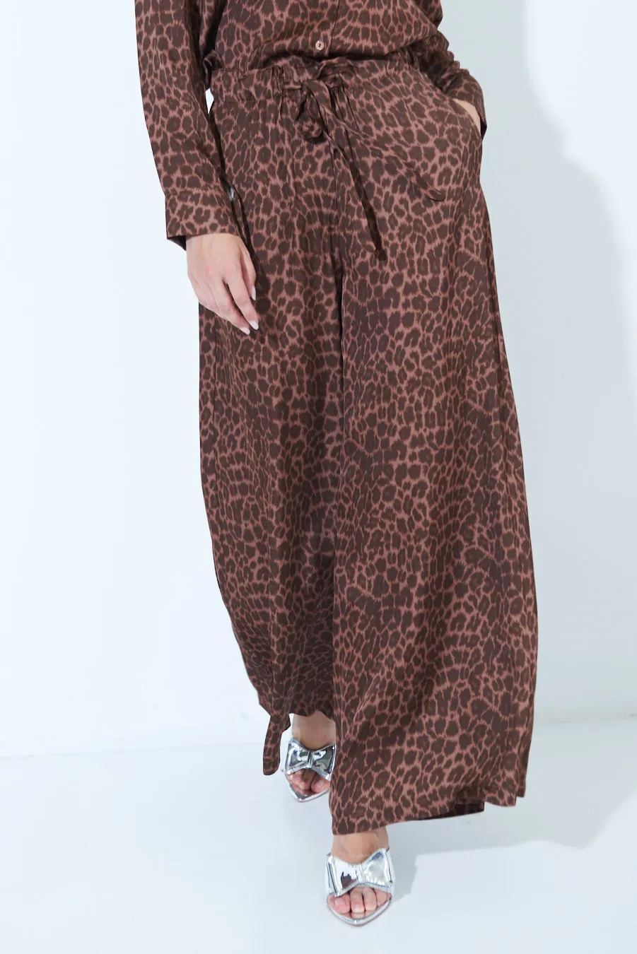 Leopard print wide-leg pants wholesale