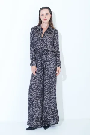 Leopard print wide-leg pants wholesale