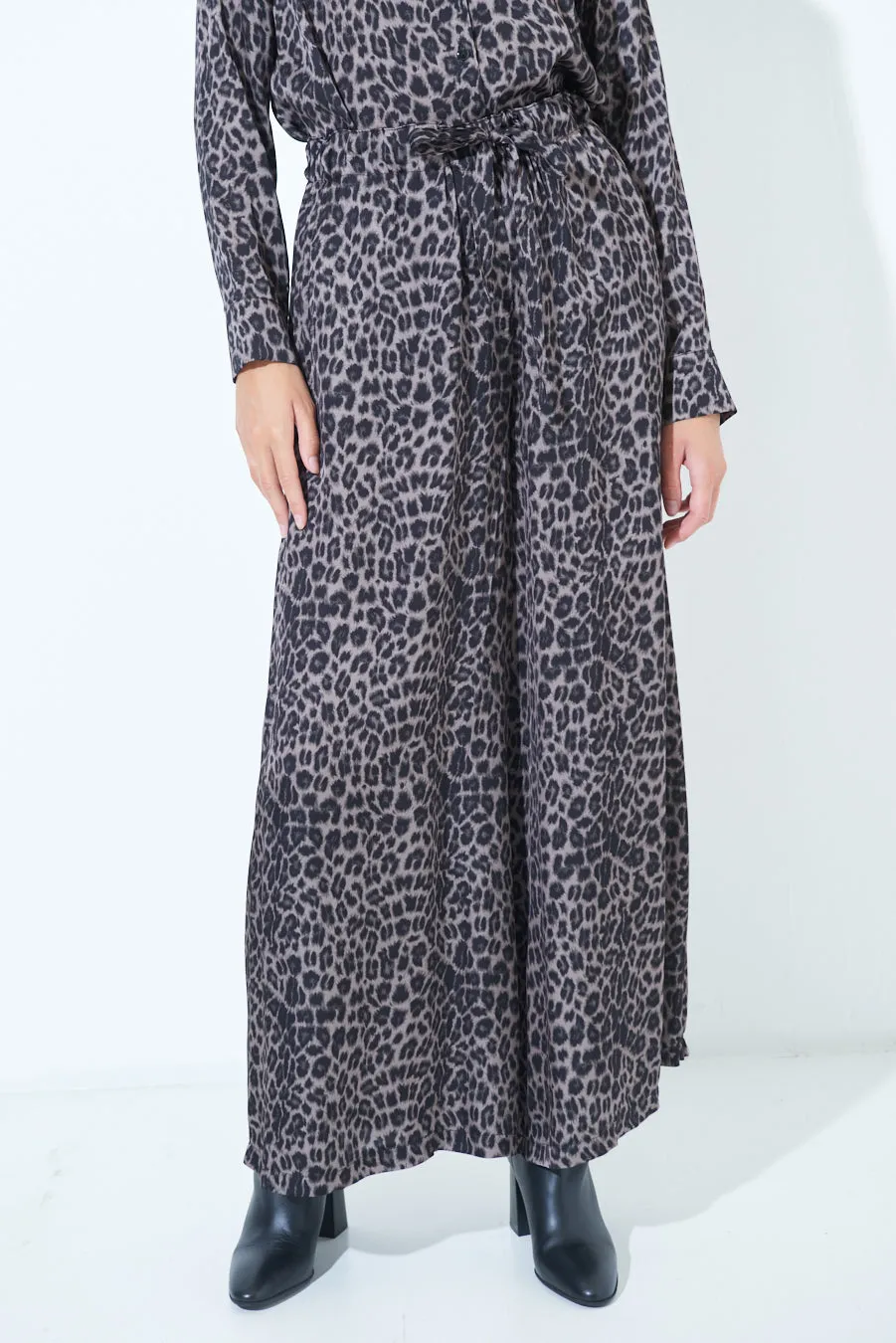 Leopard print wide-leg pants wholesale