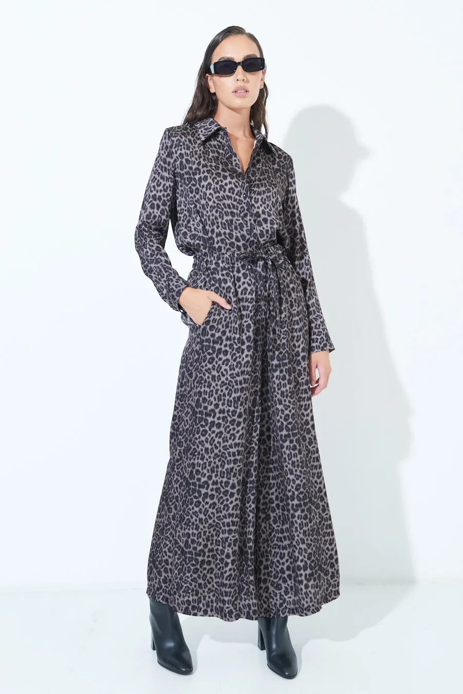 Leopard print wide-leg pants wholesale