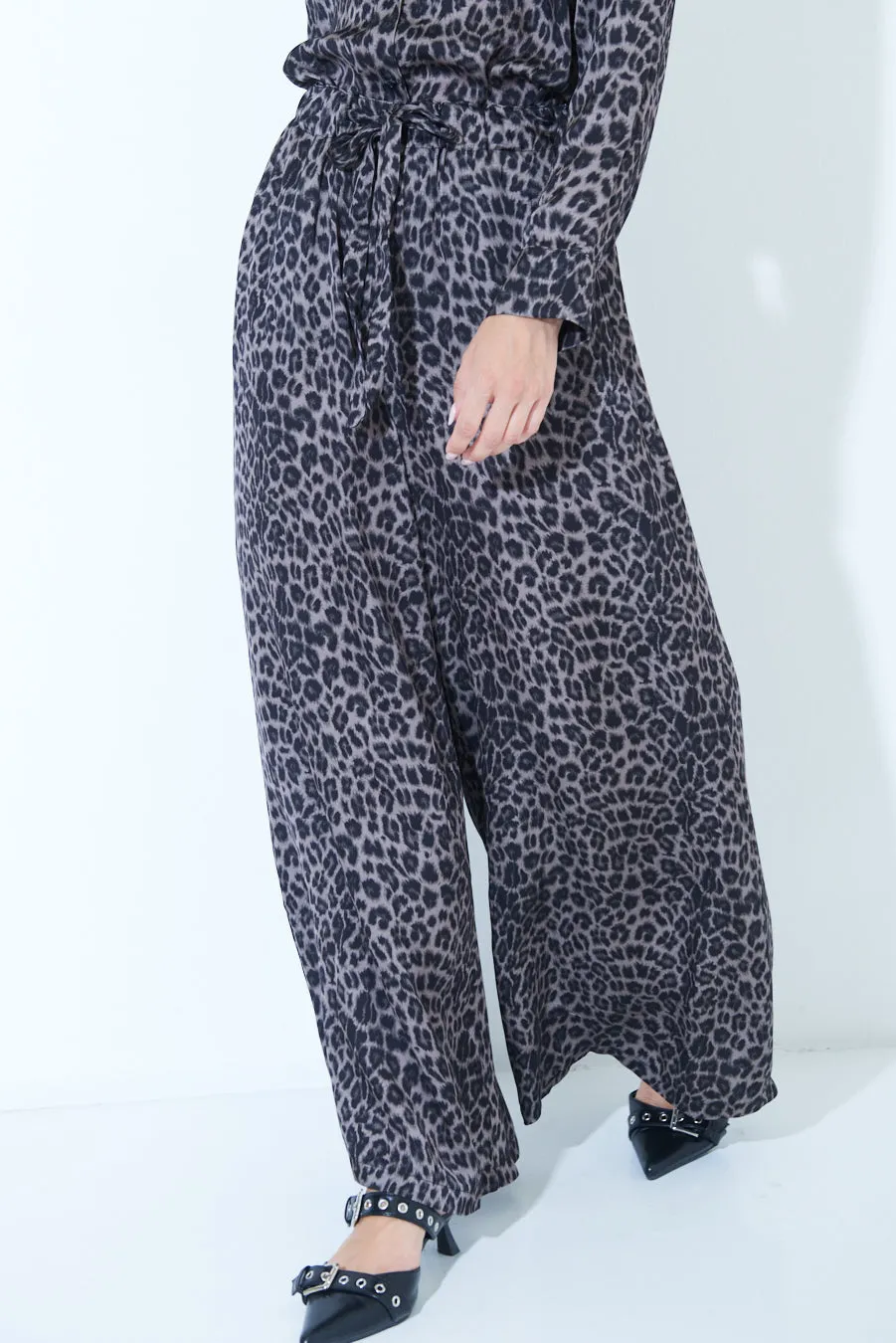 Leopard print wide-leg pants wholesale