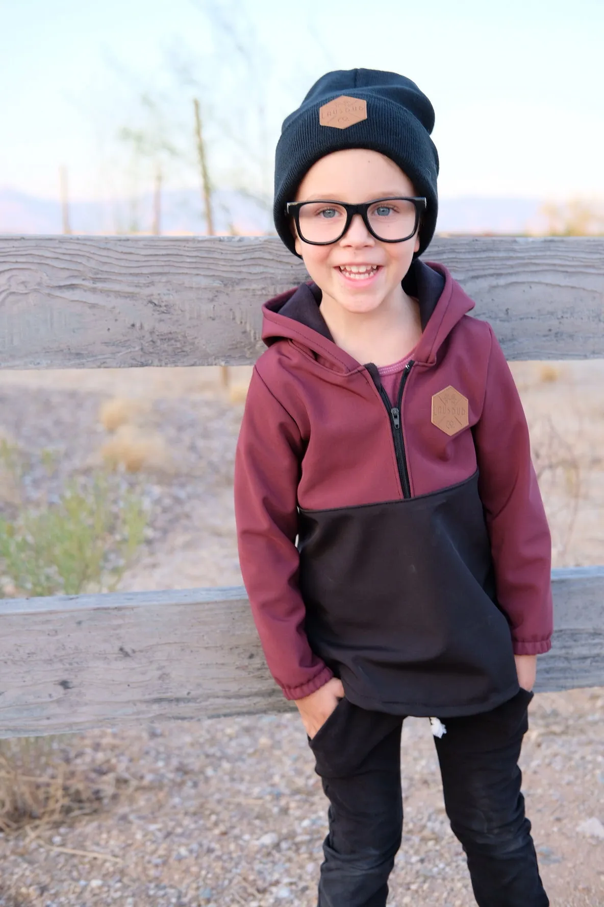 Maroon & Black Half Zip Softshell Jacket