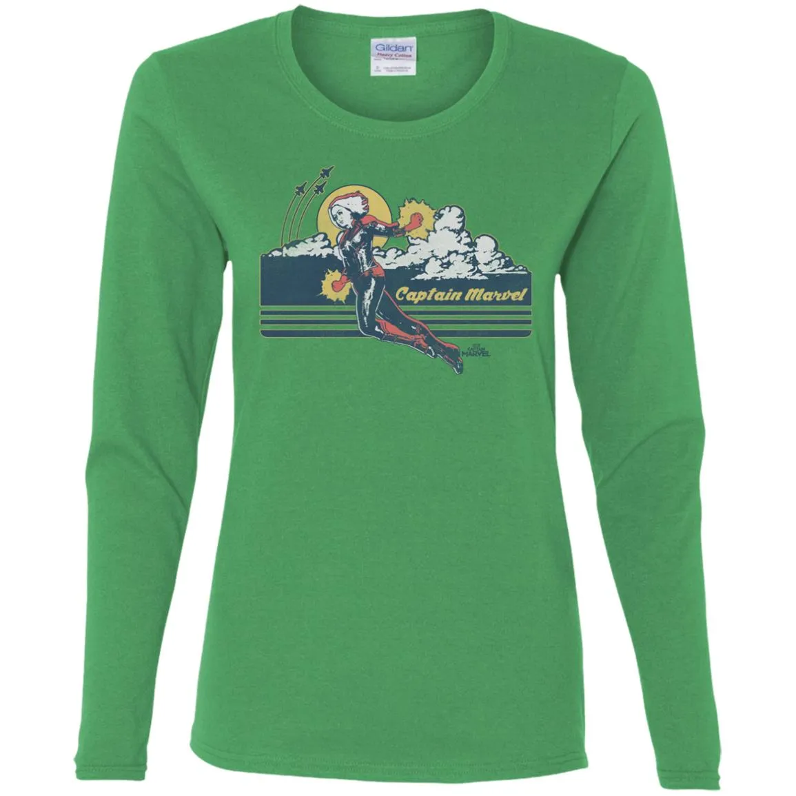Marvel Captain Marvel Flight Clouds Vintage Women Long Sleeve Shirt