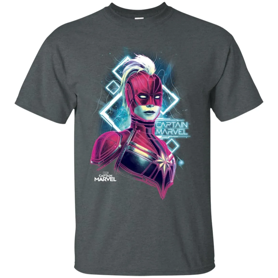 Marvel Captain Marvel Space Glow Neon Men Cotton T-Shirt