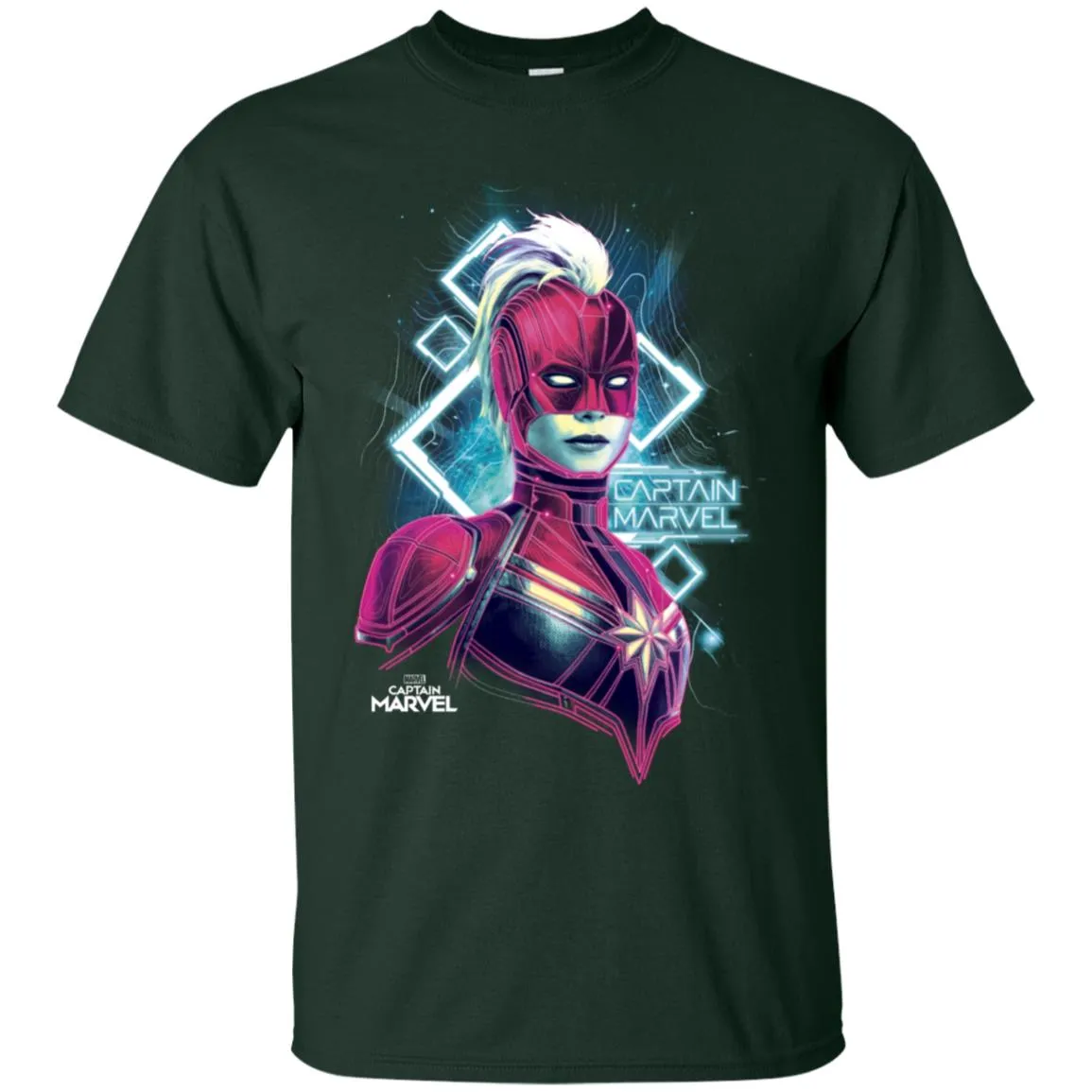 Marvel Captain Marvel Space Glow Neon Men Cotton T-Shirt