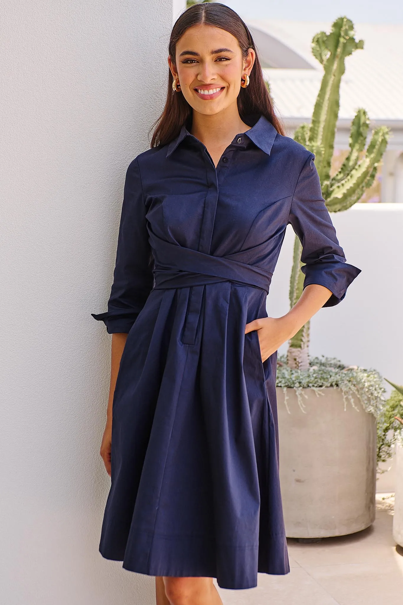 Meghan Shirt Dress - Navy