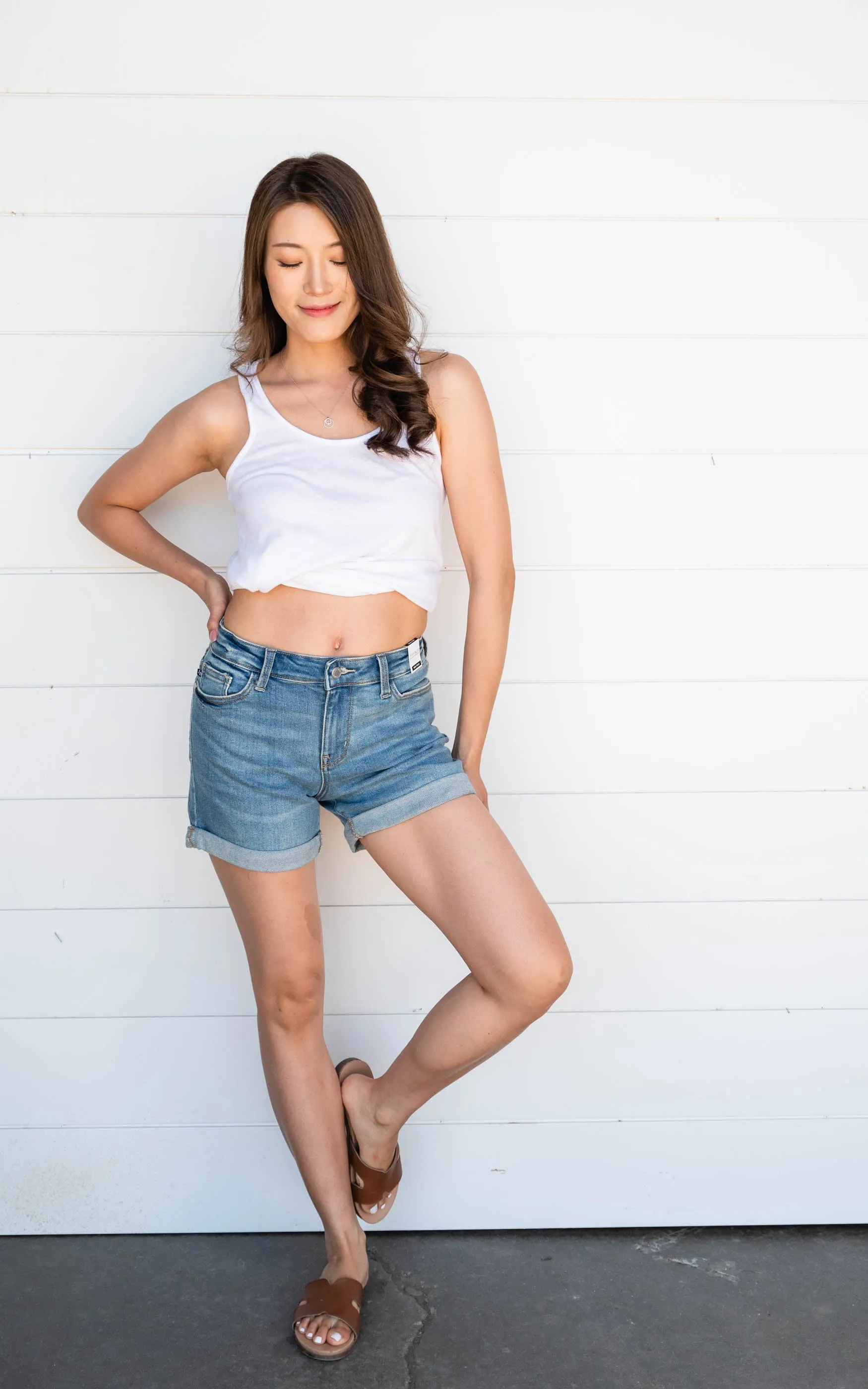 Mid Rise Classic Cuff Denim Shorts - Judy Blue - Final Sale