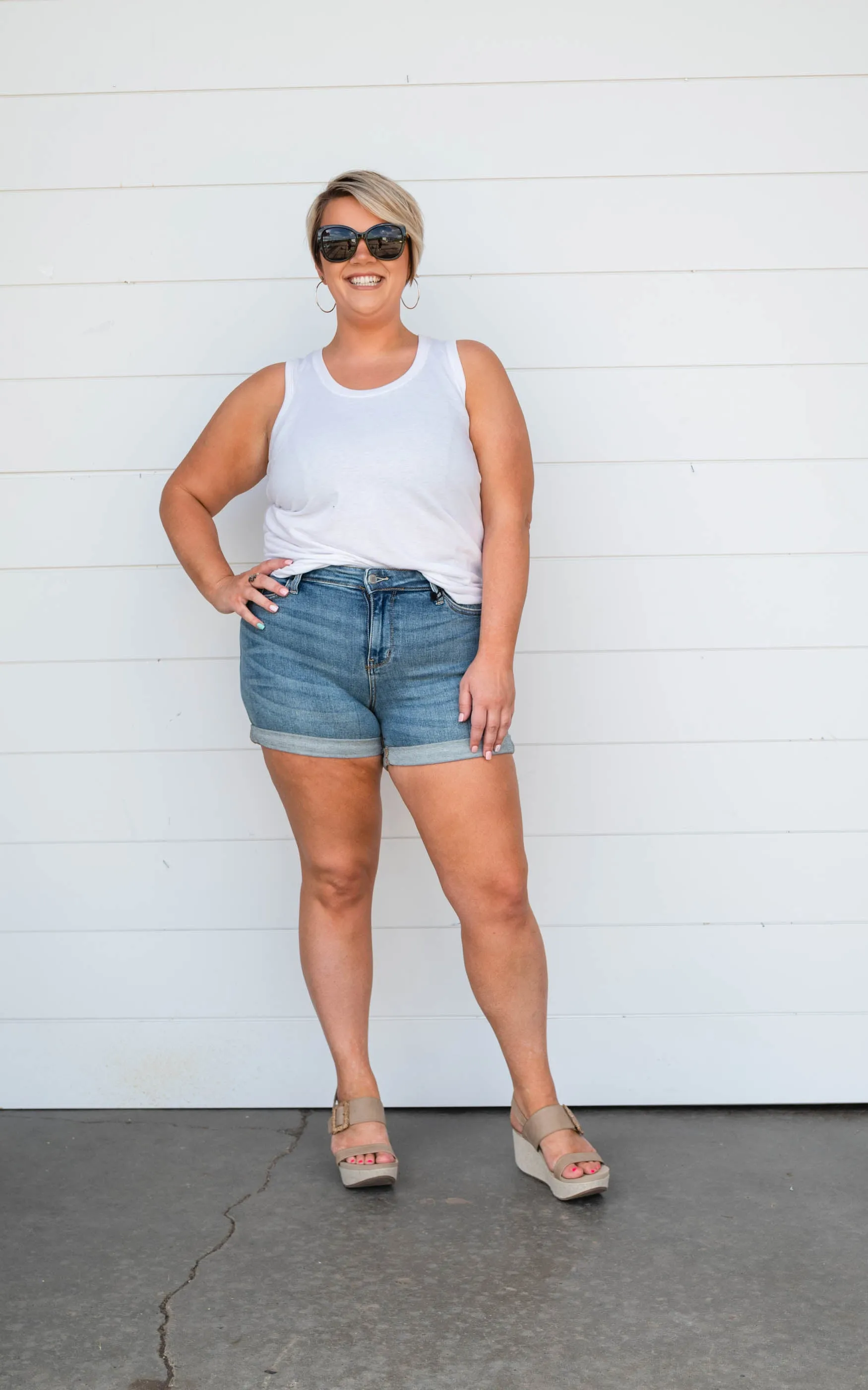 Mid Rise Classic Cuff Denim Shorts - Judy Blue - Final Sale